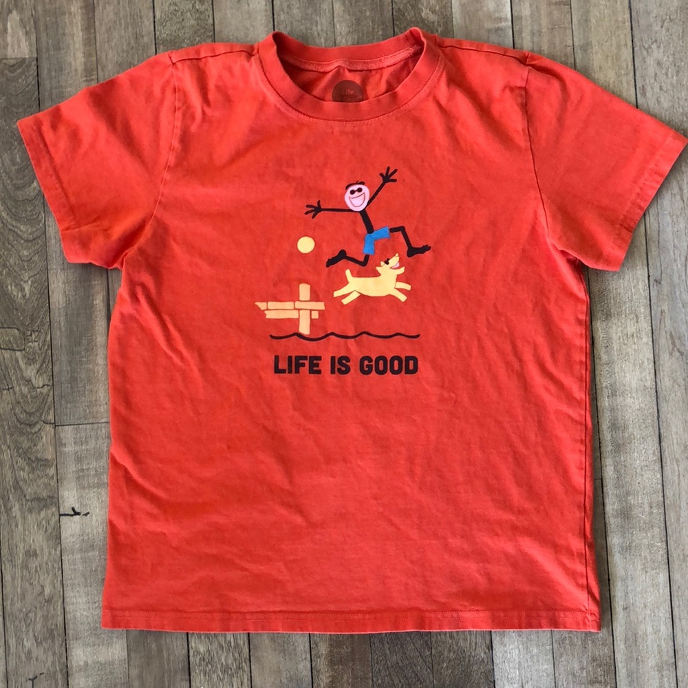 Life Is Good T-Shirt, Orange, Boys XL
